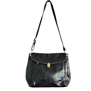 Marino Orland Black Leather Bag Gold Toned Hardware Large